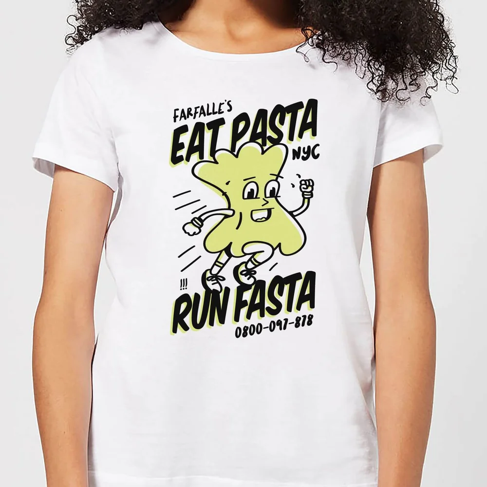 Eat Pasta Run Fasta Dames T-shirt - Wit - S - Wit Afbeelding 1
