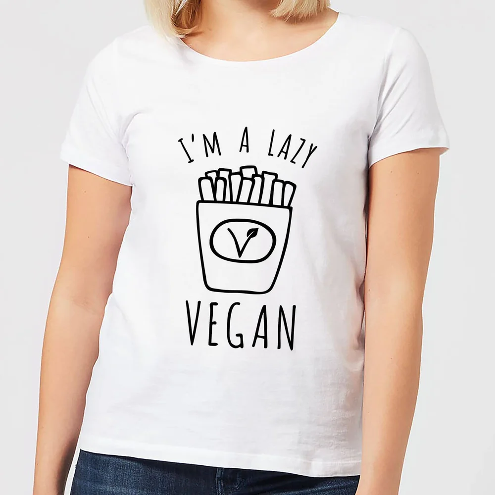 Lazy Vegan Dames T-shirt - Wit - S - Wit Afbeelding 1