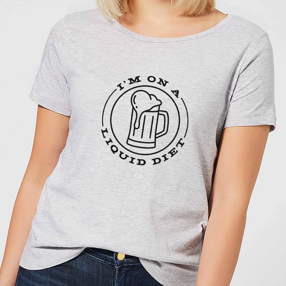 Liquid Diet Beer Dames T-shirt - Grijs - S - Grijs Afbeelding 1