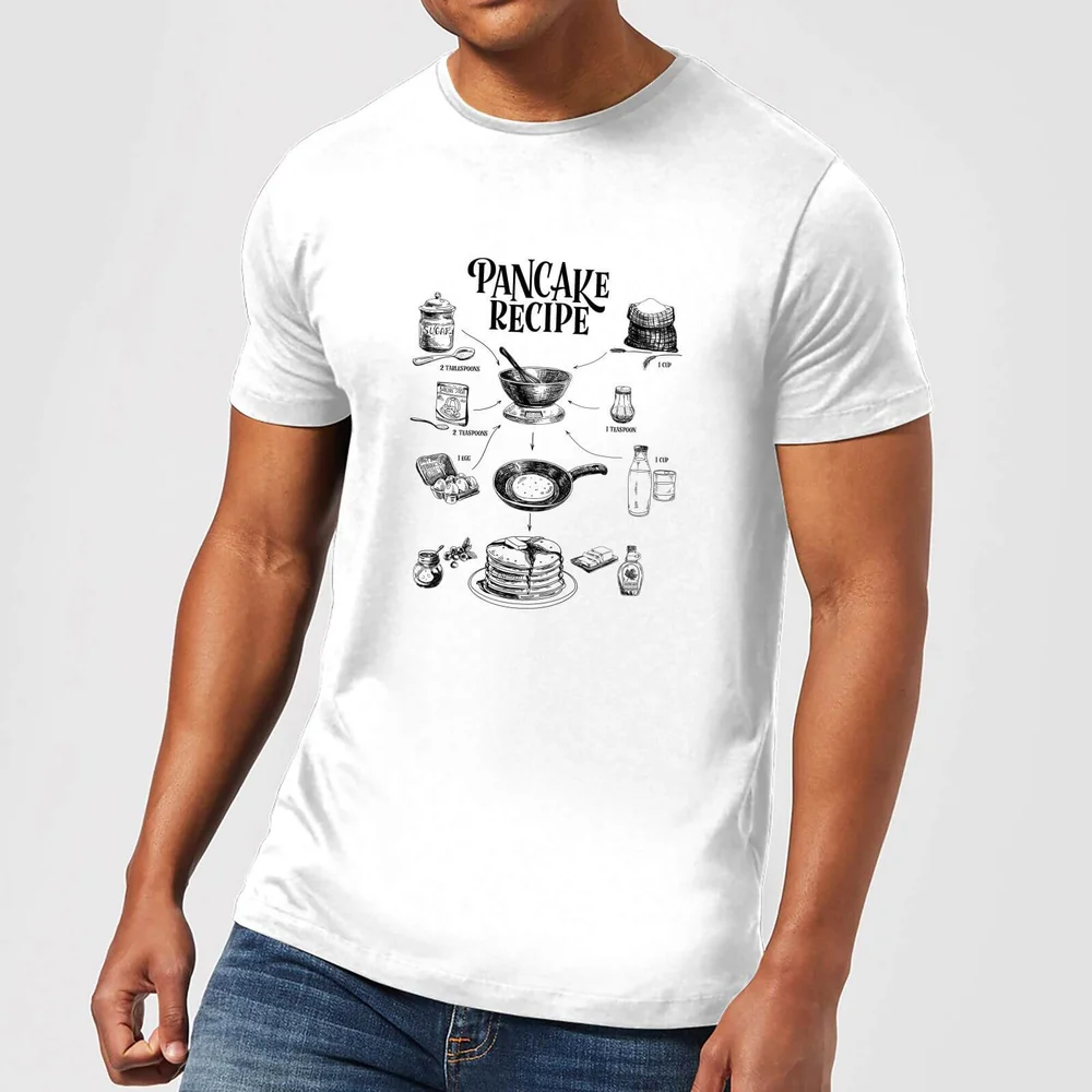 Pancake Recipe T-shirt - Wit - S - Wit Afbeelding 1