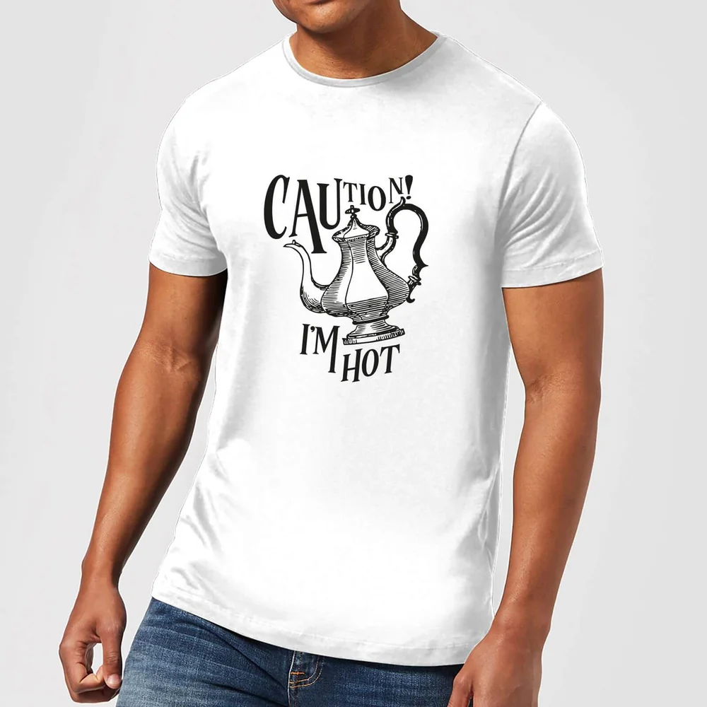Caution! I'm Hot T-shirt - Wit - S - Wit Afbeelding 1