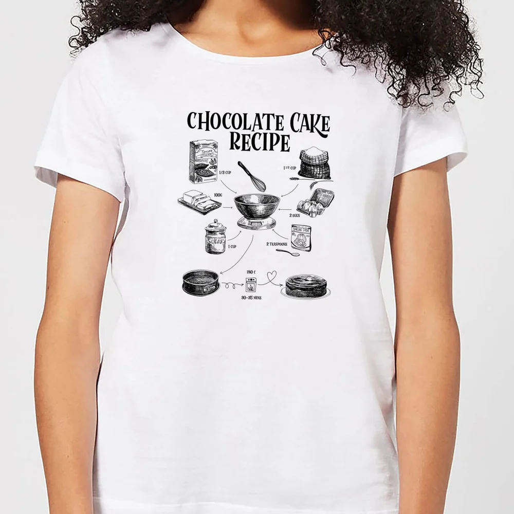 Chocolate Cake Recipe Dames T-shirt - Wit - S - Wit Afbeelding 1