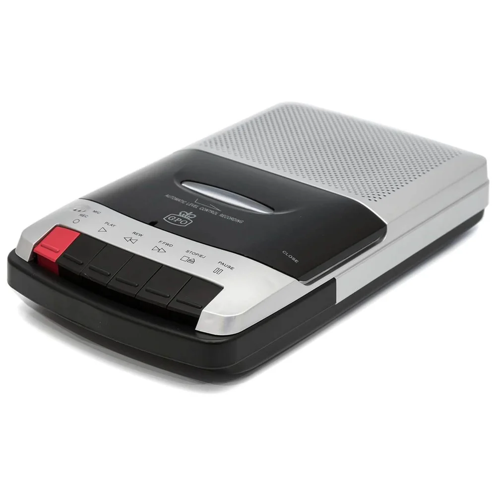 GPO 162B Portable Desktop Cassette Recorder with Built-in Speaker - Silver/Black Afbeelding 1