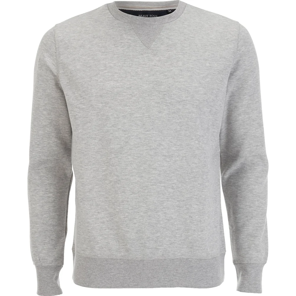 Brave Soul Men's Jones Sweatshirt - Light Grey Marl - S - Grijs Afbeelding 1