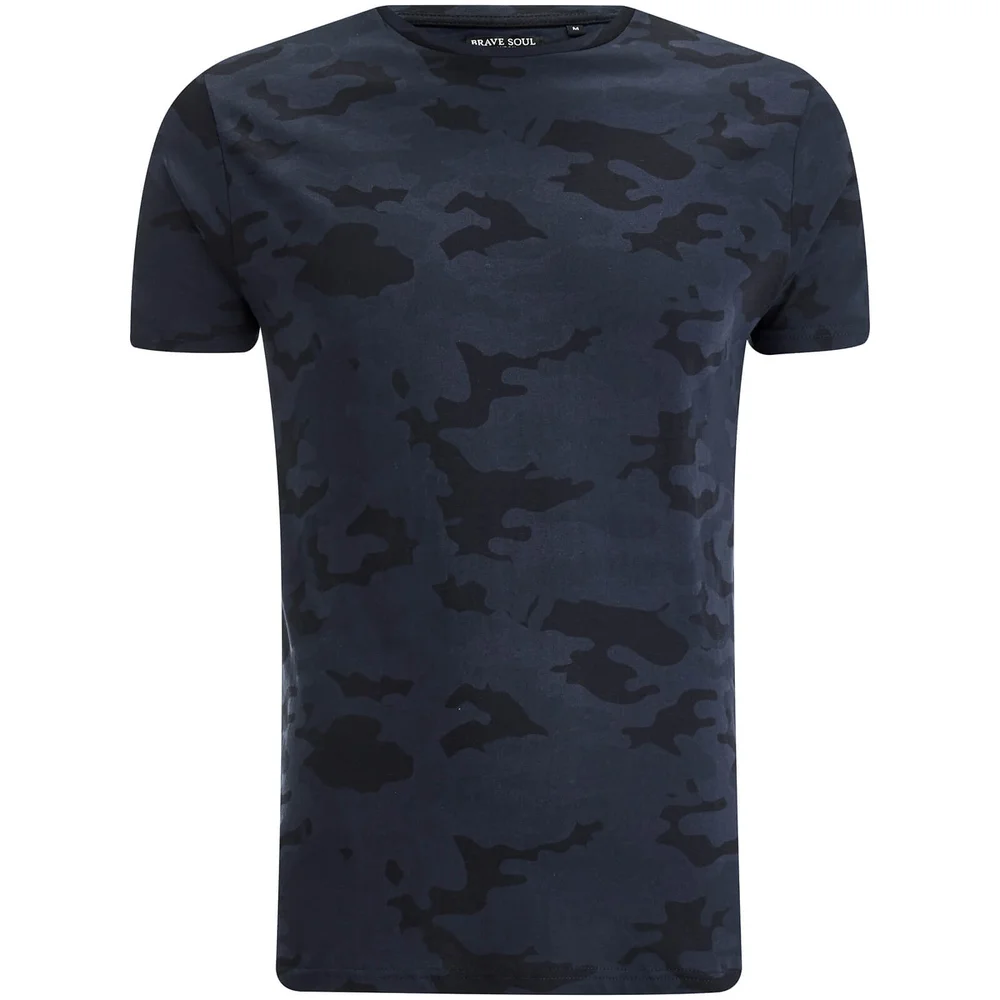 Brave Soul Men's Disguise Camo T-Shirt - Navy - S - Navy blauw Afbeelding 1