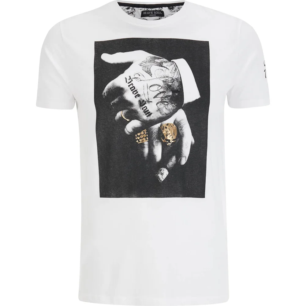 Brave Soul Men's Viggo T-Shirt - White - S - Wit Afbeelding 1