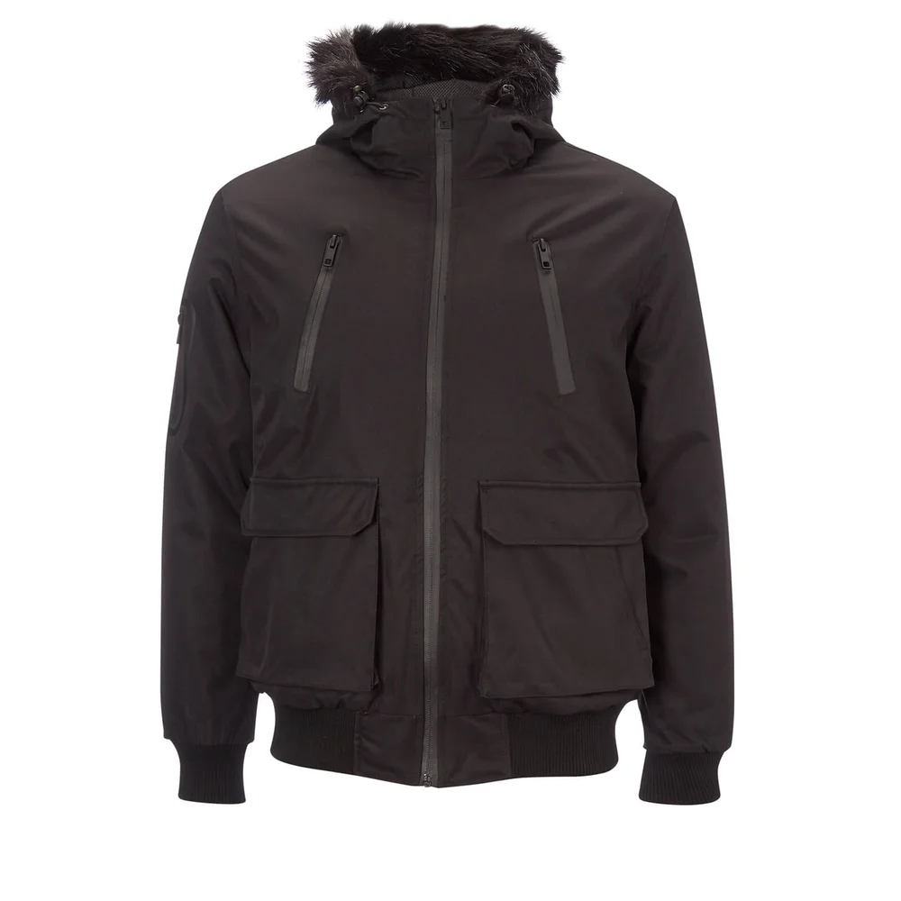 Brave Soul Men's Bradshaw Padded Bomber Jacket - Black - S - Zwart Afbeelding 1