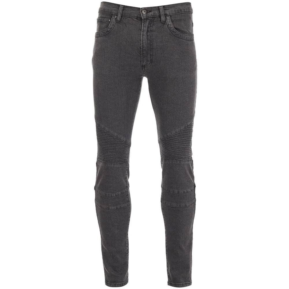 D-Struct Men's Biker Slim Fit Jeans - Grey - W28/L31 - Grijs Afbeelding 1