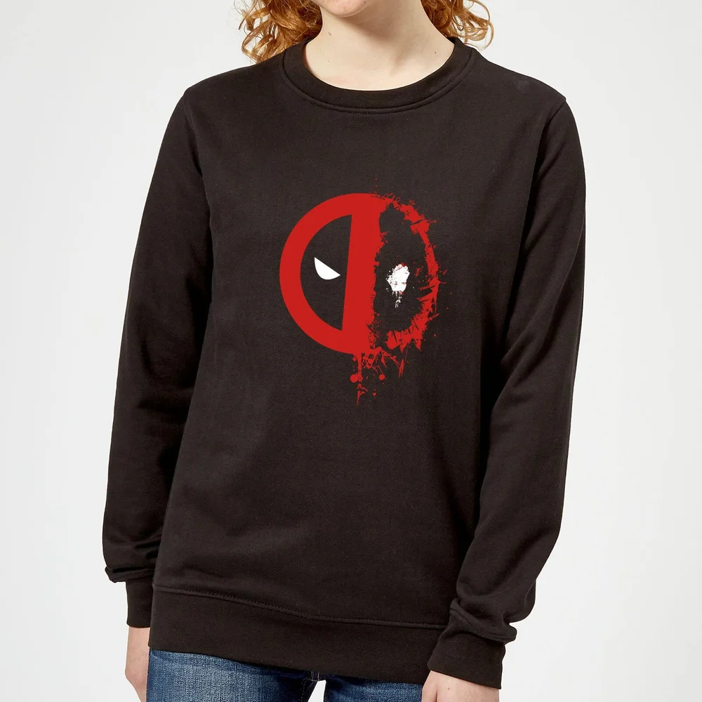 Marvel Deadpool Split Splat Logo Dames Trui - Zwart - S Afbeelding 1