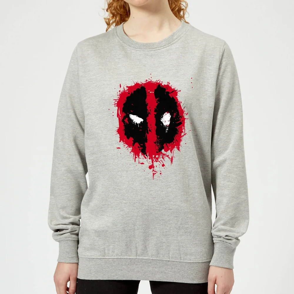 Marvel Deadpool Splat Face Dames Trui - Grijs - 3XL - Grijs Afbeelding 1