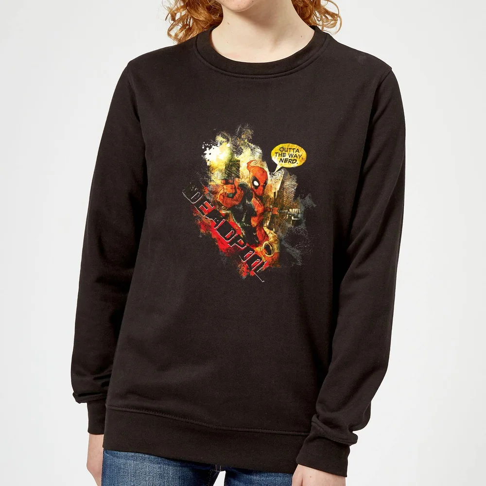 Marvel Deadpool Outta The Way Nerd Dames Trui - Zwart - S Afbeelding 1