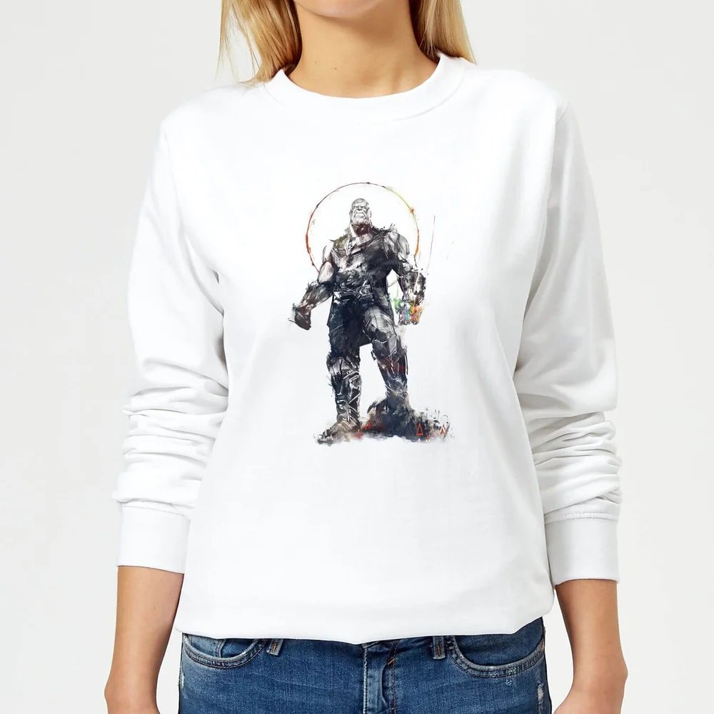 Marvel Avengers Infinity War Thanos Sketch Dames Trui - Wit - S - Wit Afbeelding 1