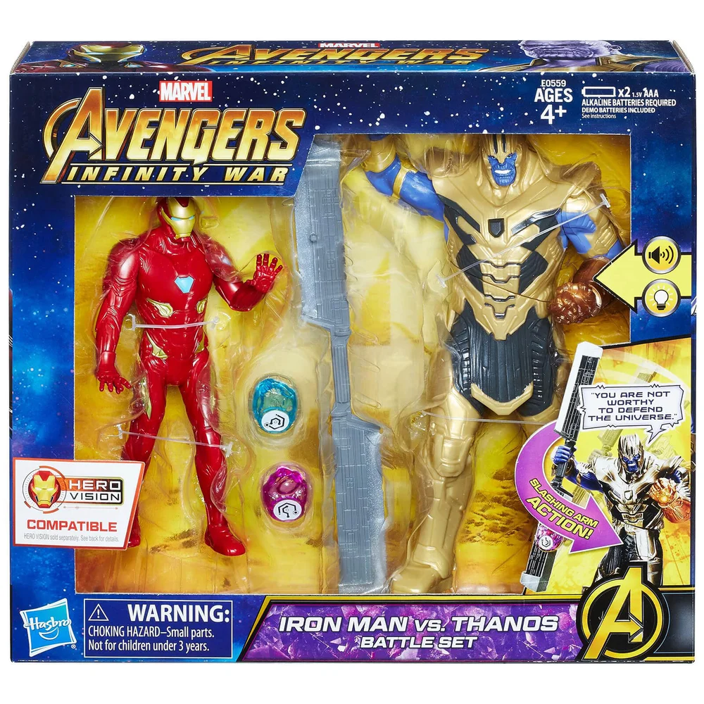Hasbro Marvel Avengers 6 Inch Iron Man Vs. Thanos Battle Set Afbeelding 1