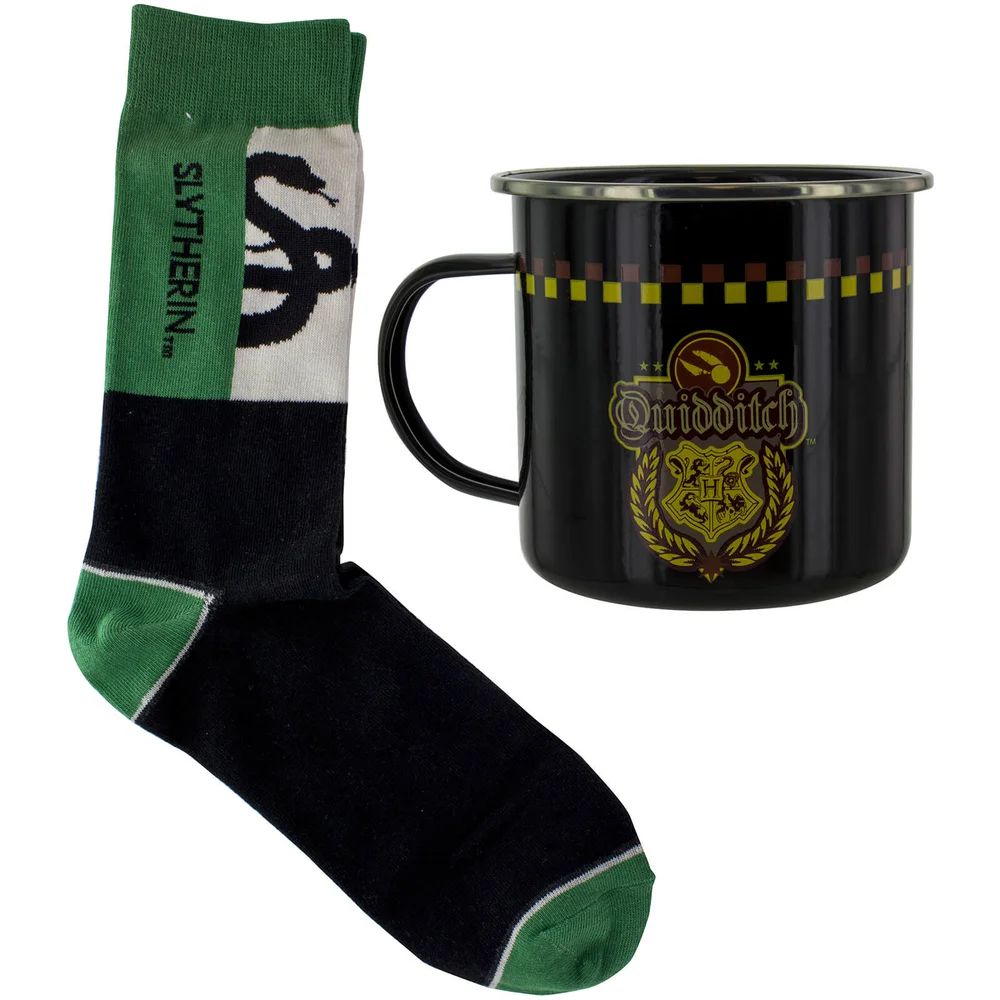 Harry Potter Slytherin Quidditch Set van tinnen mokken en sokken Afbeelding 1