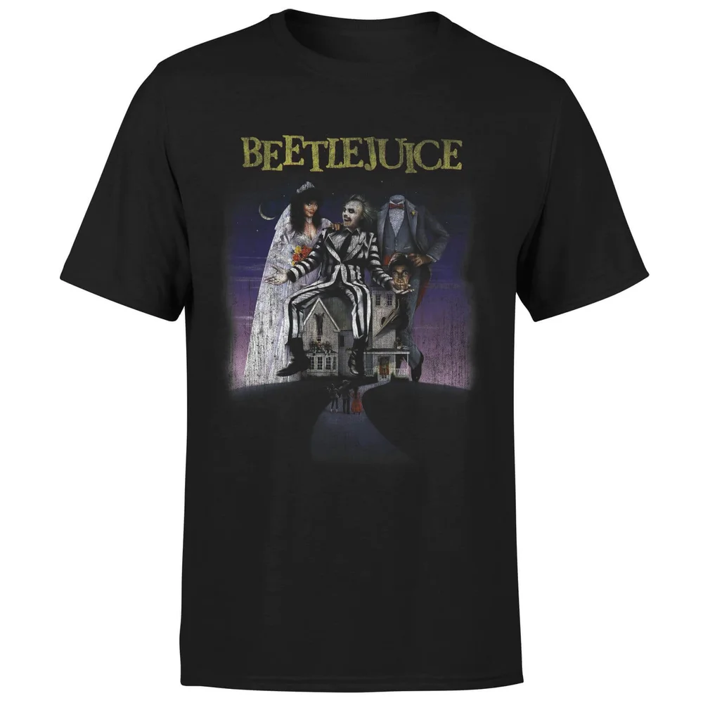 Beetlejuice Distressed Poster T-Shirt - Black - S Afbeelding 1