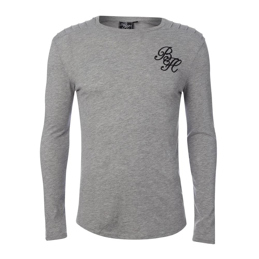 Beck & Hersey Men's Rib Panel Fleck Long Sleeve T-Shirt - Light Grey Marl - S - Grijs Afbeelding 1