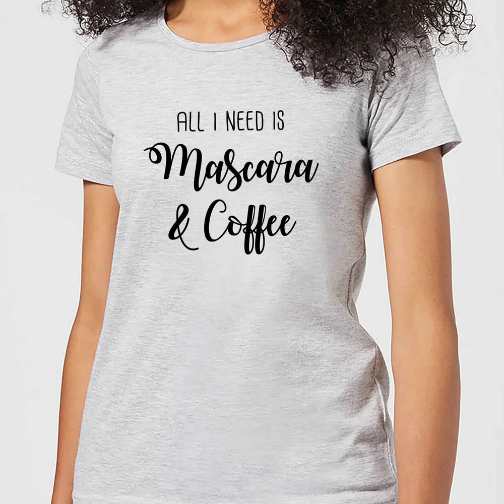 All I Need Is Mascara And Coffee Women's T-Shirt - Grey - S - Grijs Afbeelding 1