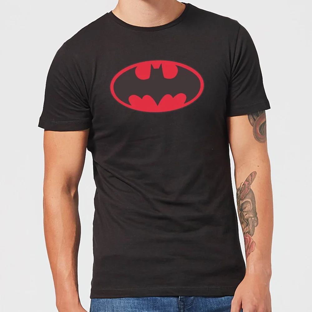 DC Comics Batman Red Logo T-shirt - Zwart - XL Afbeelding 1