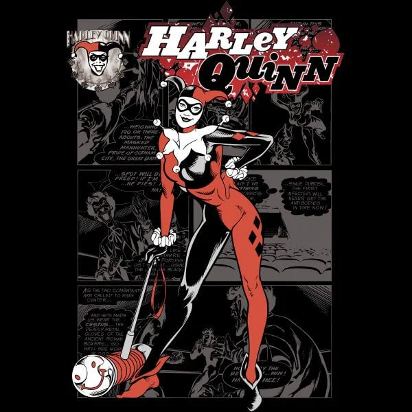 DC Comics Batman Harley Quinn Comic Page Dames T-shirt - Zwart