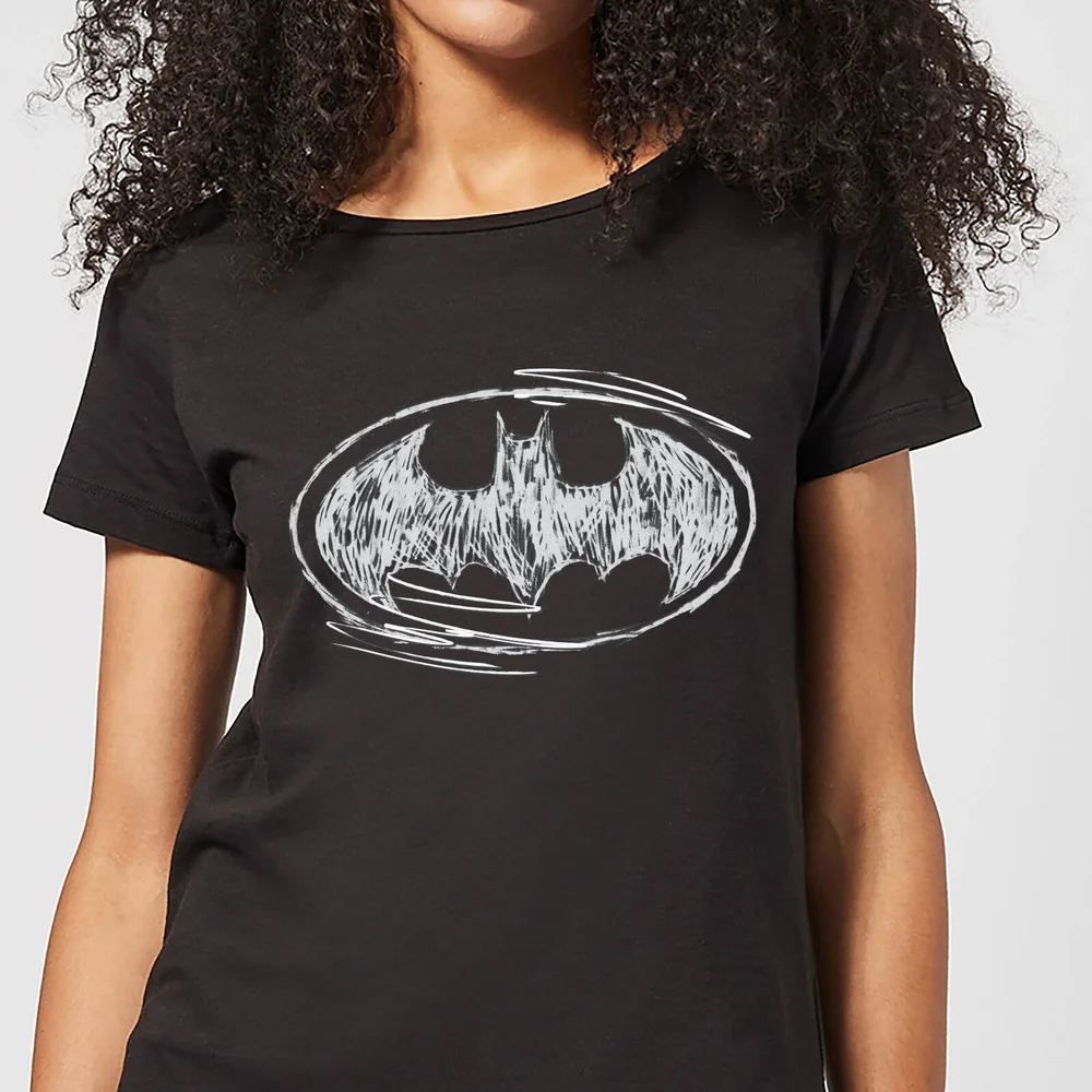 DC Comics Batman Sketch Logo Dames T-shirt - Zwart - S Afbeelding 1