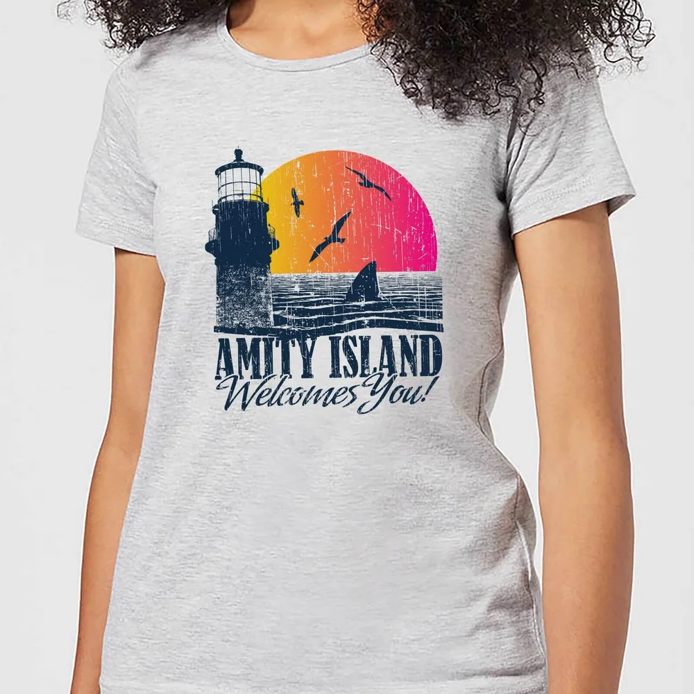 Jaws Welcome To Amity Island Dames T-shirt - Grijs - S Afbeelding 1