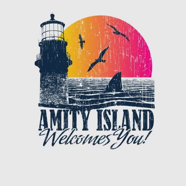 Jaws Welcome To Amity Island Dames T-shirt - Grijs