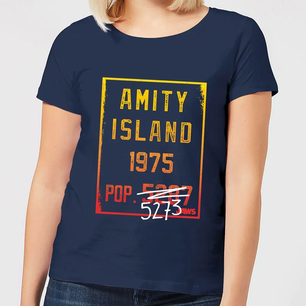 Jaws Amity Population Dames T-shirt - Navy - S Afbeelding 1