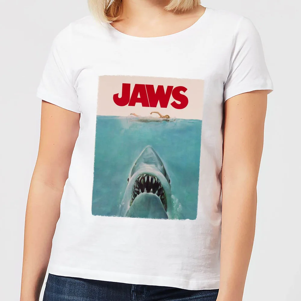 Jaws Classic Poster Dames T-shirt - Wit - S Afbeelding 1