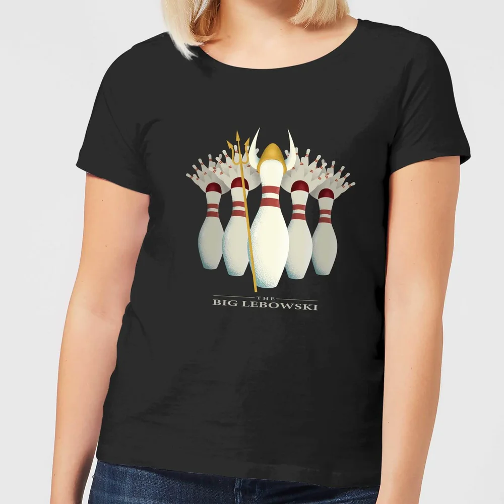 The Big Lebowski Pin Girls Dames T-shirt - Zwart - S Afbeelding 1