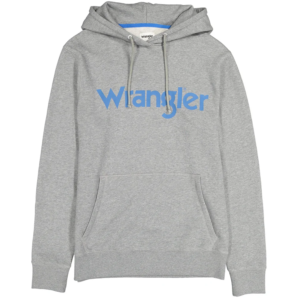 Wrangler Men's Logo Hoody - Grey Melange - S - Grijs Afbeelding 1