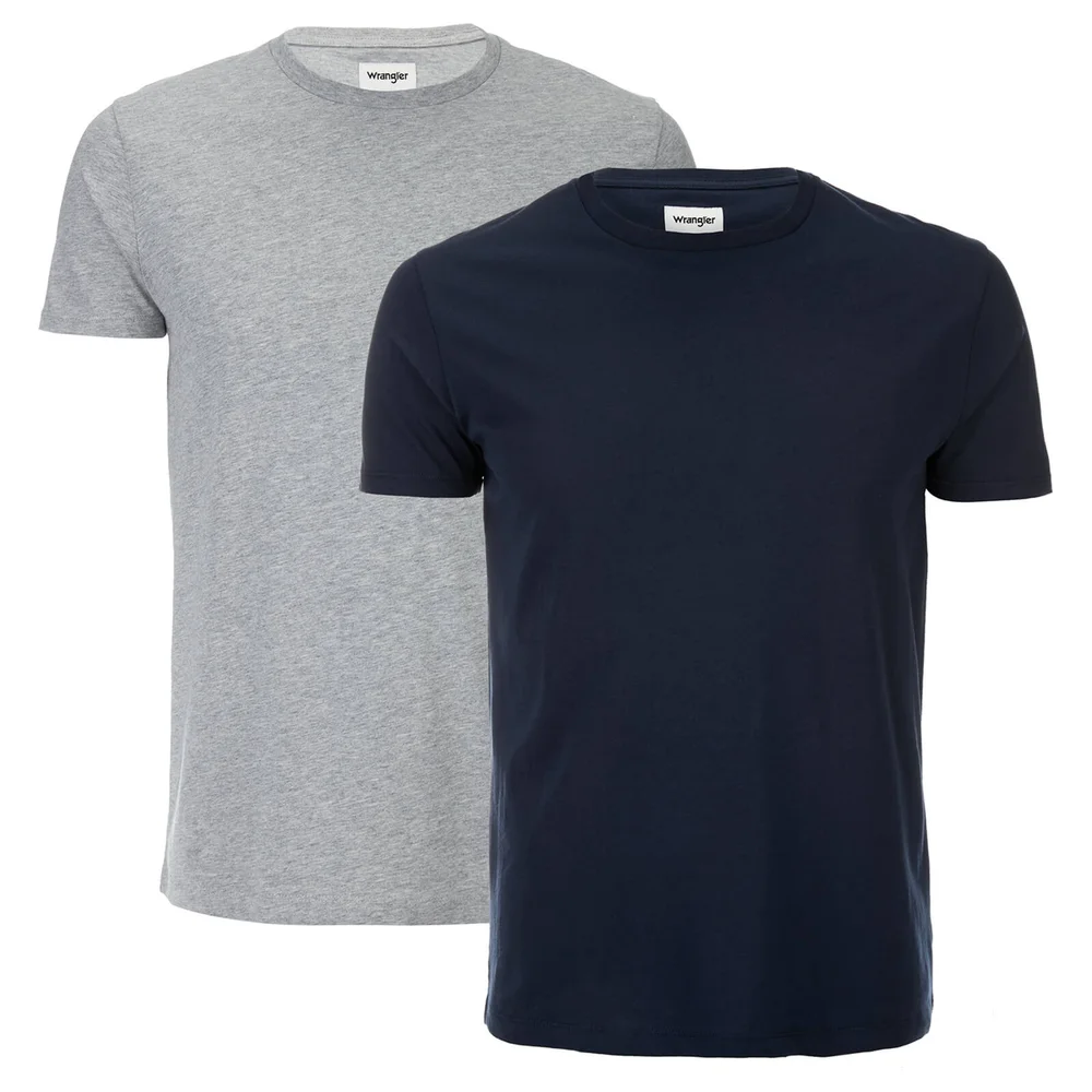 Wrangler Men's 2 Pack T-Shirt - Mid Grey Melange - S - Grijs Afbeelding 1
