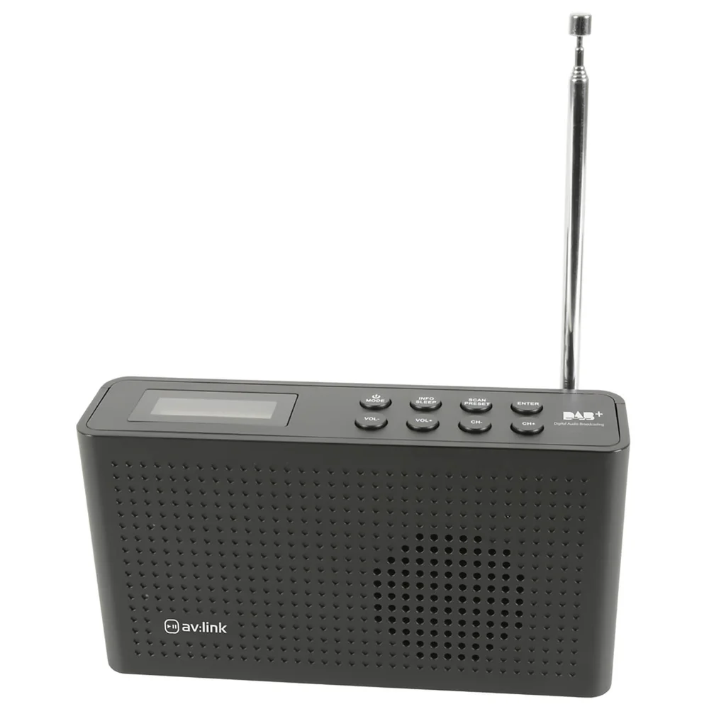 AV: Link Portable Rechargeable DAB+ and FM Radio - Black Afbeelding 1