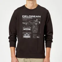 Back to the Future DeLorean Schematic Trui - Zwart