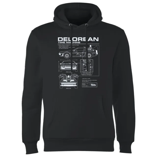 Back to the Future DeLorean Schematic Hoodie - Zwart