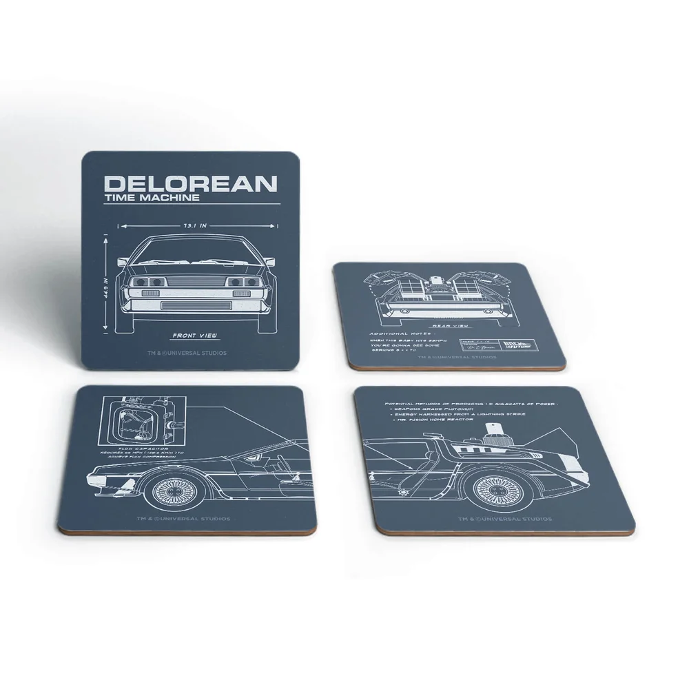 Back To The Future Delorean Schematic Onderzetters (Set van 4) Afbeelding 1