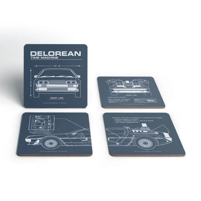 Back To The Future Delorean Schematic Onderzetters (Set van 4)