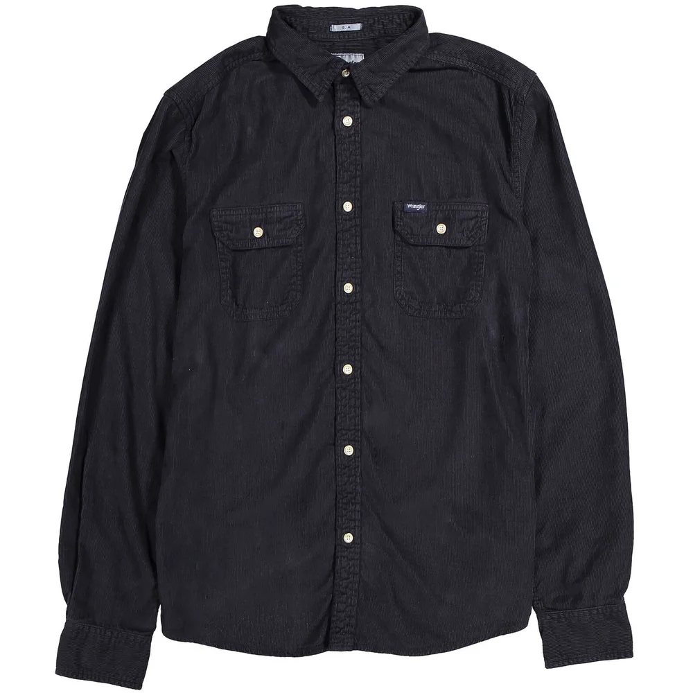 Wrangler Men's 2 Pocket Micro Cord Shirt - Dark Navy - S - Blauw Afbeelding 1