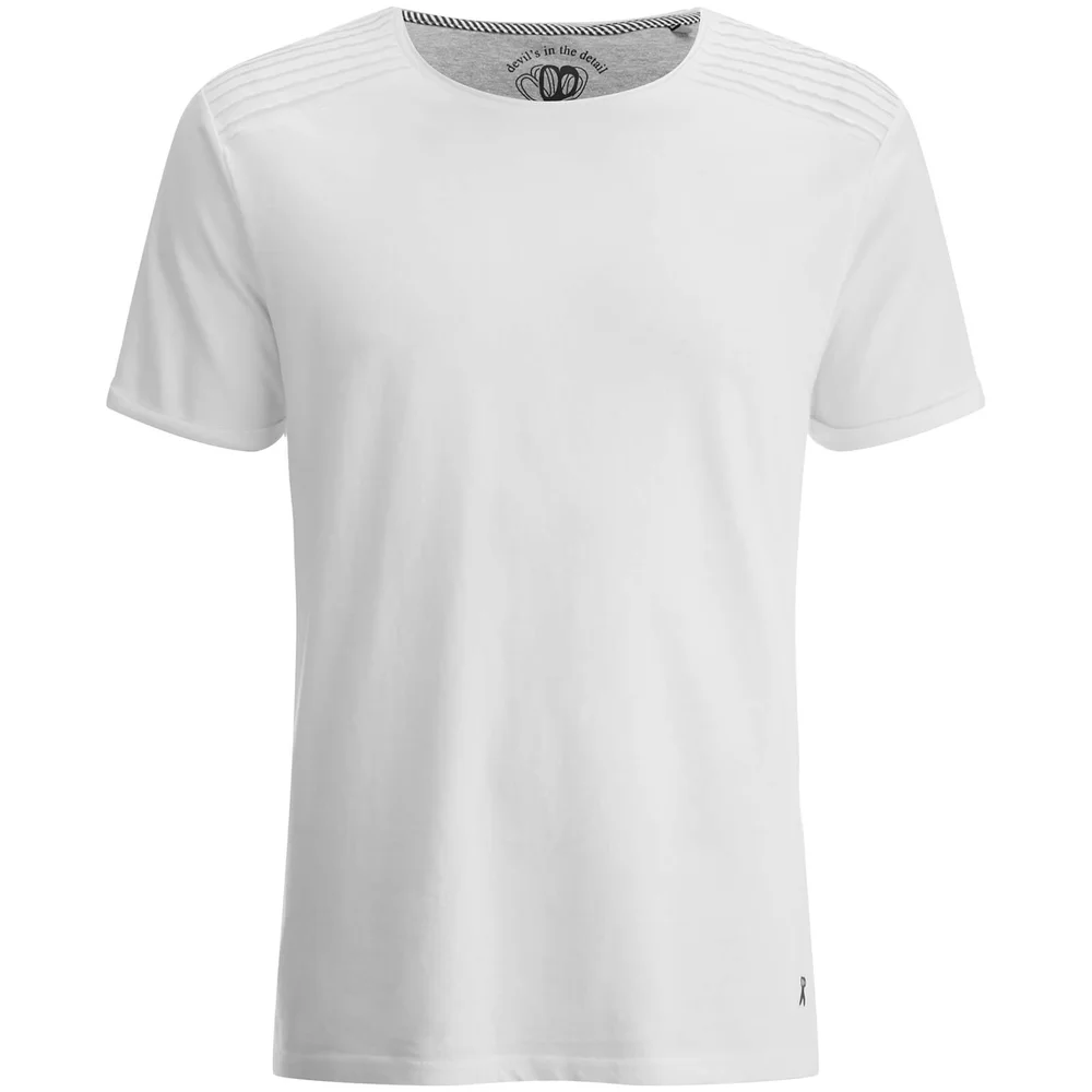 Ringspun Men's Snatch Ribbed Shoulder T-Shirt - White - S - Wit Afbeelding 1
