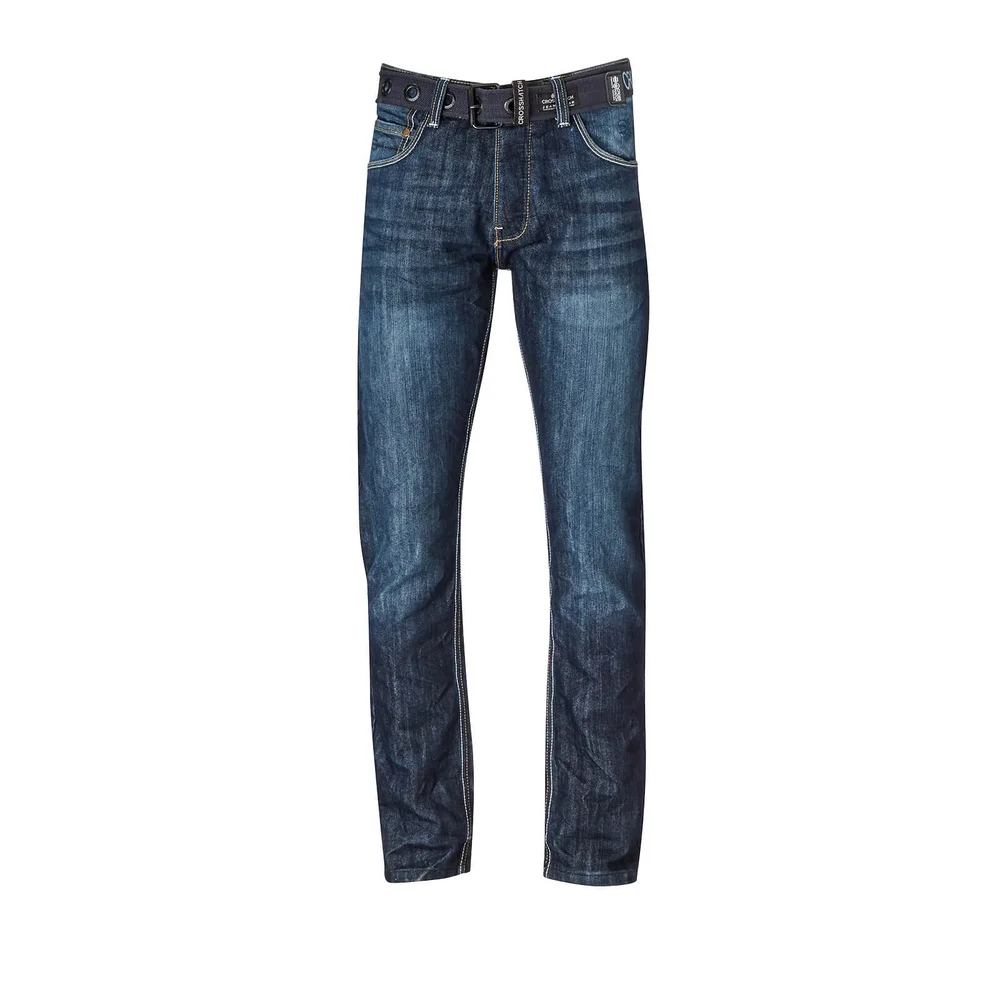 Crosshatch Men's New Techno Jeans - Dark Wash - W30/L32 - Blauw Afbeelding 1