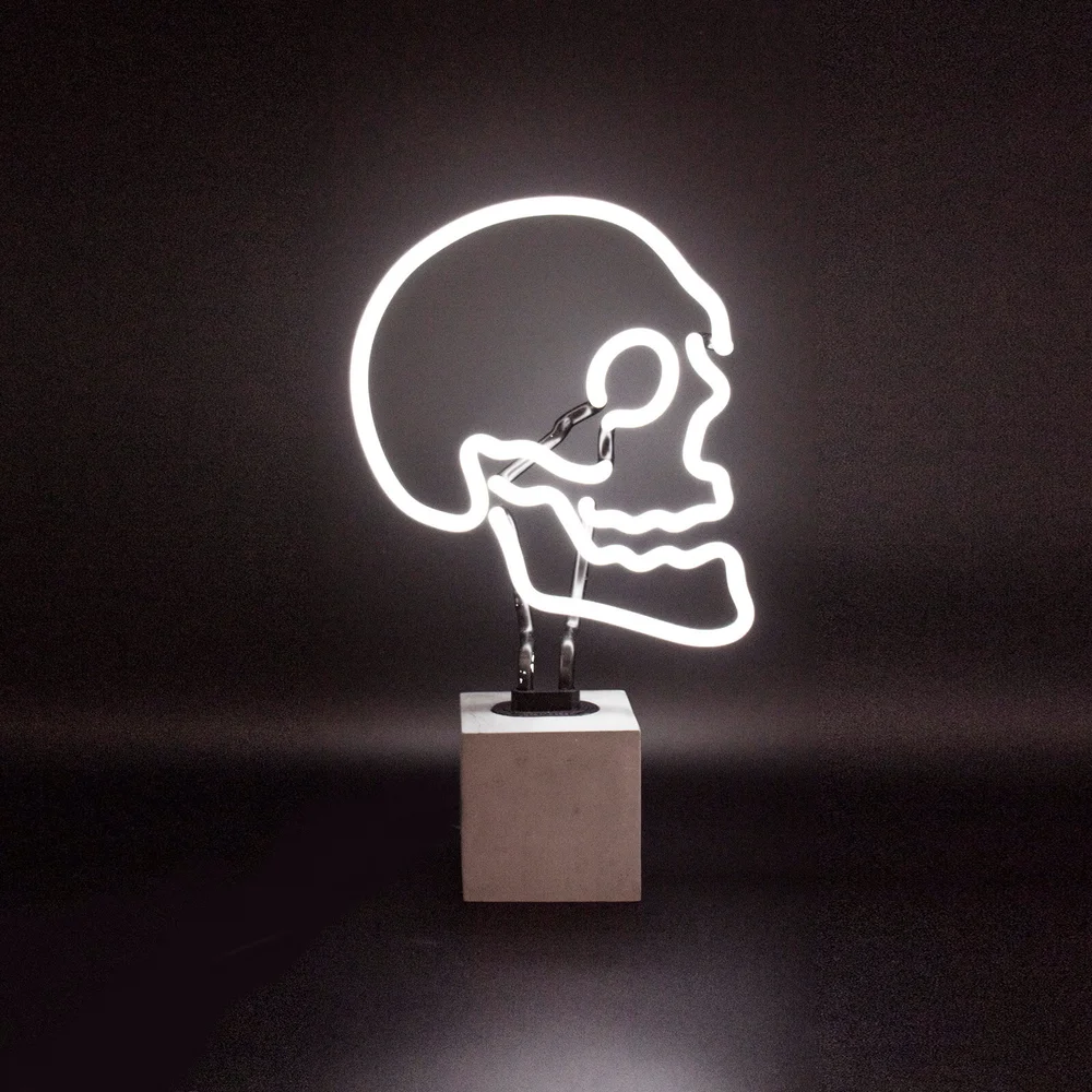 Skull Neon Light - Concrete Base Afbeelding 1