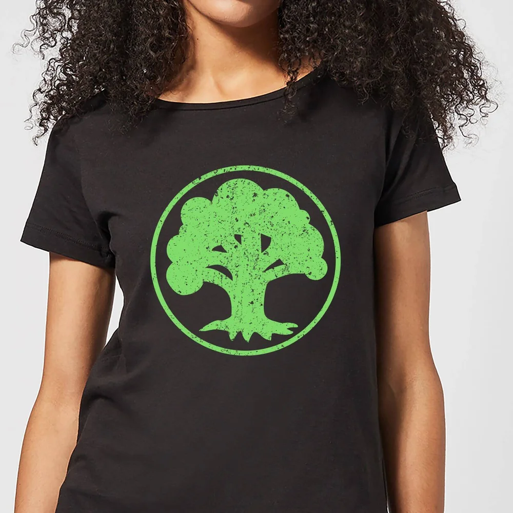 Magic The Gathering Green Mana Dames T-shirt - Zwart - S Afbeelding 1