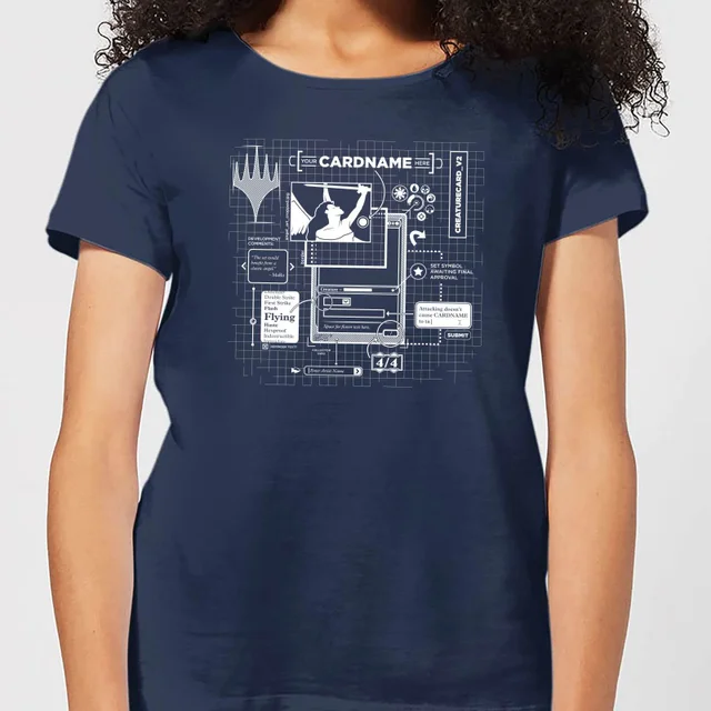 Magic The Gathering Card Grid Dames T-shirt - Navy