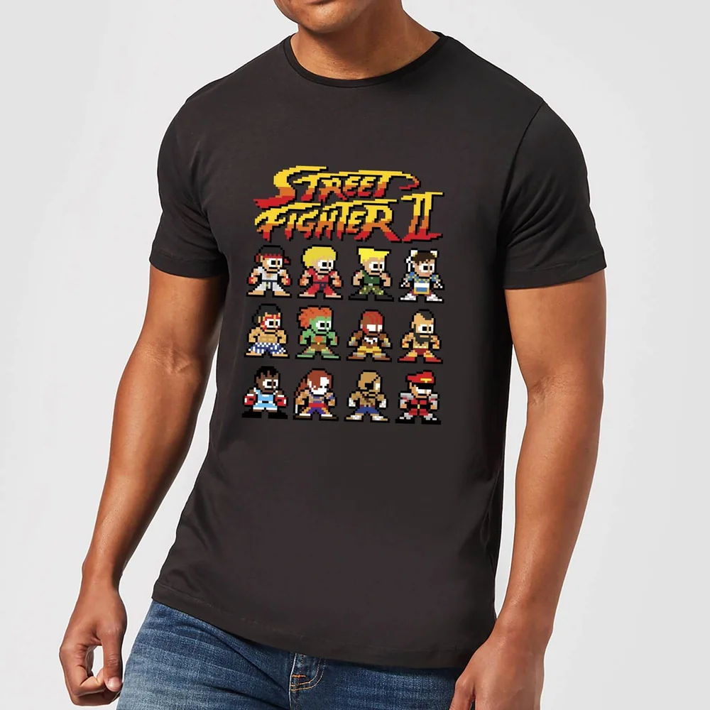 Street Fighter 2 Pixel Characters Men's T-Shirt - Black - S Afbeelding 1