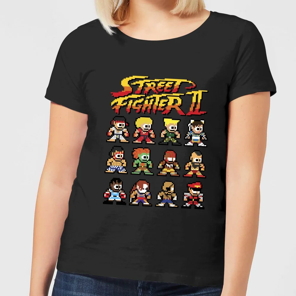 Street Fighter 2 Pixel Characters Women's T-Shirt - Black - S Afbeelding 1