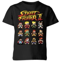 Street Fighter 2 Pixel Characters Kids' T-Shirt - Black - undefined undefined