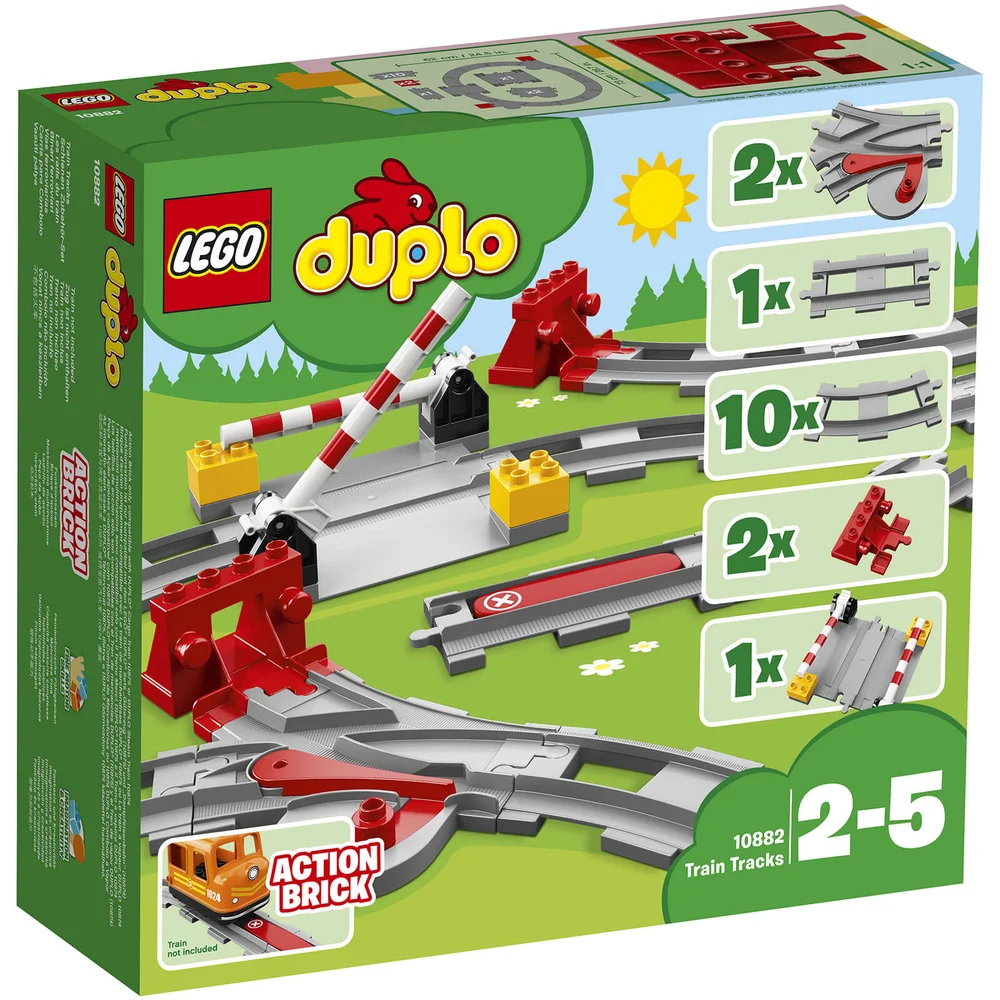 LEGO 10882 DUPLO Town Treinrails Bouwset met Rode Actiesteen, Kinderspeelgoed, LEGO Duplo Train Afbeelding 1