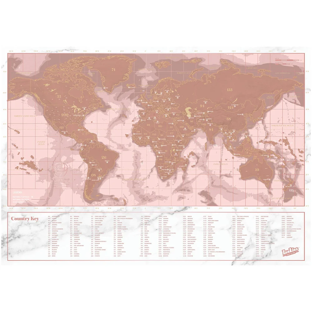 Travel Rose Gold Scratch Map Afbeelding 1