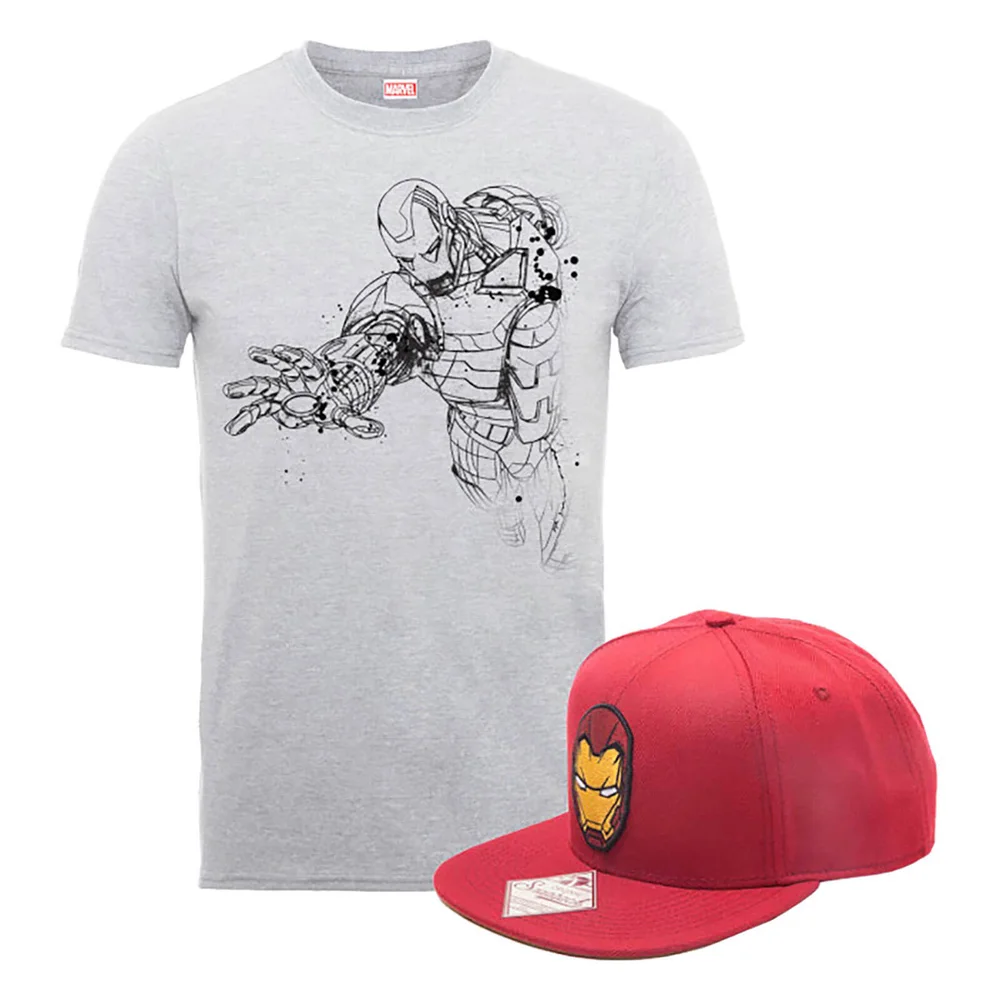 Marvel Comics Iron Man T-Shirt + Snapback Bundle - Heren - S Afbeelding 1