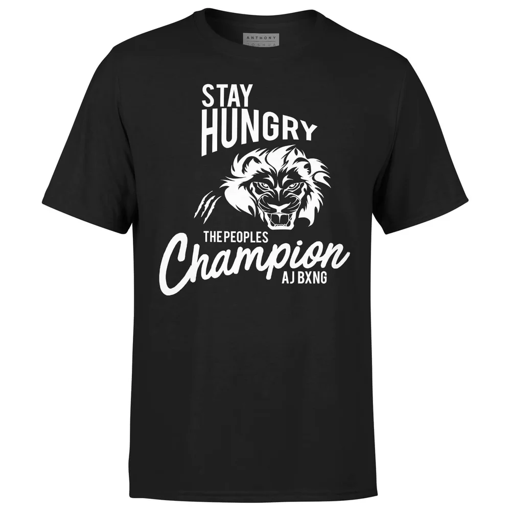Anthony Joshua Stay Hungry The Peoples Champion Men's T-Shirt - Black - S - Zwart Afbeelding 1