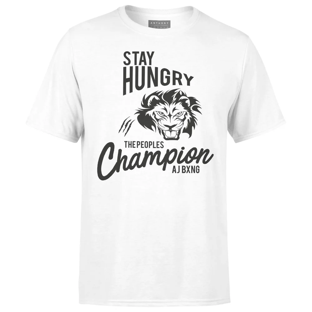 Anthony Joshua Stay Hungry The Peoples Champion Men's T-Shirt - White - S - Wit Afbeelding 1